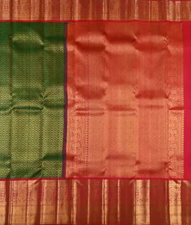 Bottel Green With Pink Border & Pallu Traditional Border Kanjivaram Silk Saree2
