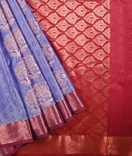 Lavender With Maroon Antique Zari  Pure Kanjivaram Silk Saree1