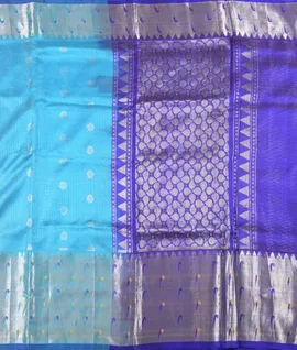 Light Blue With Royal Blue Pure Kanjivaram Silk Saree2