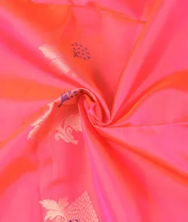 Pink With Nevy Blue Zari Butta Pure Soft Silk3
