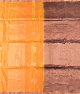 Mango Yellow With Brown Pure Soft Silk Saree2