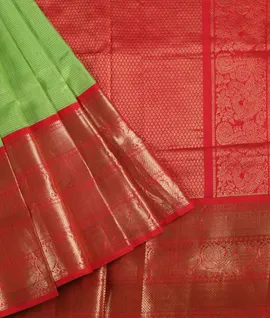 Florasan Green  With Red Pure Kuppadam Silk Saree1