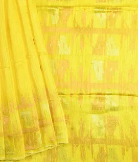 Yellow Pure Matka Woven  Saree1