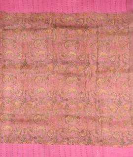 Pink Kalmkari prints Pure organza  Saree2