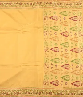 Yellow Banarasi Tussar Woven Saree2