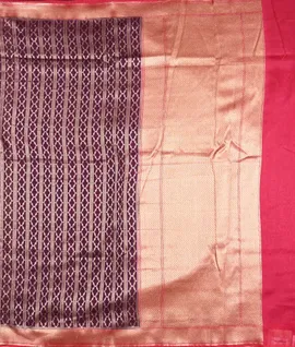 Burgundy With Pink Pure Organza Woven Saree2