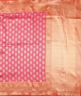 Pink With  Rust  Pure Organza Woven Saree2