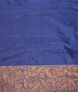 Ink Blue With Zari Checks Pure Banarasi Woven Saree4