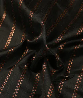 Black Pure Banaras Dupion Silk Woven Saree3