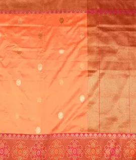 Orange With Red Pure Banarasi Kathan Silk Woven Saree2