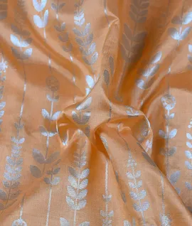 Pastel Orange With Silver Zari Pure Banarasi Silk Saree3