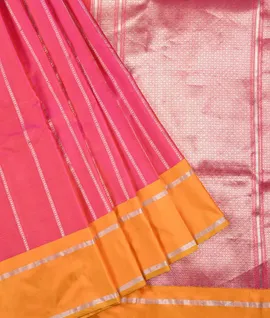 Pink With Orange Pure Banarasi Silk Woven Saree1