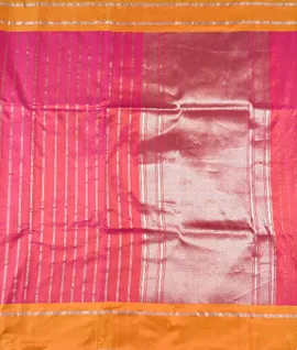 Pink With Orange Pure Banarasi Silk Woven Saree2