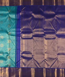 Sapphire Green  With Blue Pure Kanjivaram Silk Saree2
