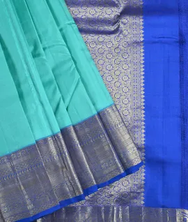 Sapphire Green With Blue Pure Kanjivaram Silk Saree1