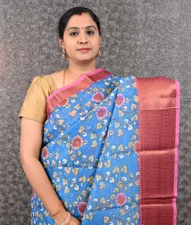 Blue Supernet Kota Printed Saree1