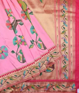 Pink Banaras silk woven  saree1