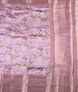 Pastel Pink  Chiniya Silk Print Saree2