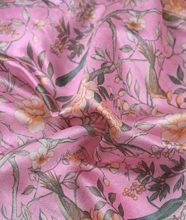 Pastel Pink  Chiniya Silk Print Saree3