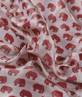 Red Banarasi Tissue Silk With Print Saree3