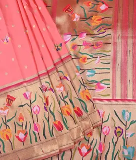 Peach Banarasi Silk Woven Saree1