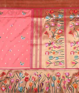 Peach Banarasi Silk Woven Saree2