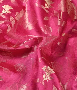 Pink With Green Chiniya Silk Woven Saree3