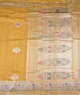 Mustard Banarasi silk woven saree2
