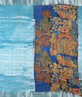 Sky Blue Banarasi Silk Saree Woven Saree1