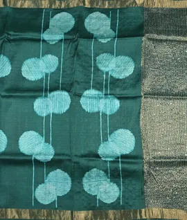 Sapphire Green  Kantha Embroidery Pure Tussar Saree2