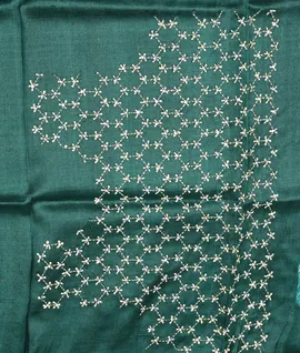 Sapphire Green  Kantha Embroidery Pure Tussar Saree4