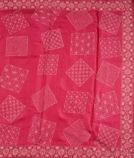 Pink Tussar Designe Embroideryr Saree2