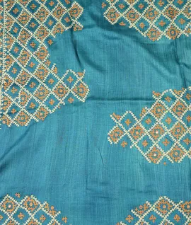 Green Kutch Embroidery Tussar Designer Saree4