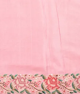 Pastel Pink Resham Embroidery Tussar Designer Saree4