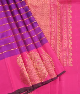 Purple With Pink Kanjivaram  Silks Saree1