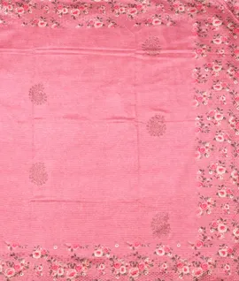 Pink Printed With Stone Work And Patchwork Border Saree2