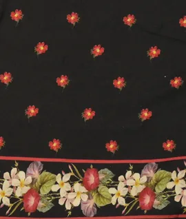 Black Flower Printed Sarees With Lace Border4