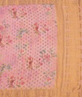 Pink Georgette Saree Zari weaving With Print Fancy Sarees3