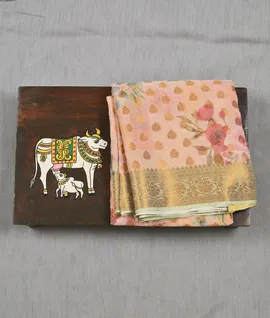 Sandal Georgette Saree Zari weaving With Print Fancy Sarees2