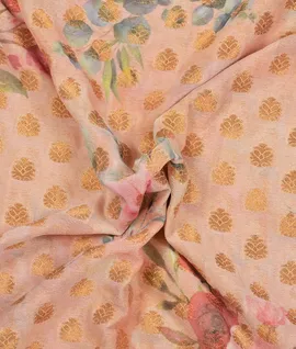 Sandal Georgette Saree Zari weaving With Print Fancy Sarees4