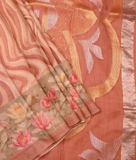 Printed tusser silk saree1