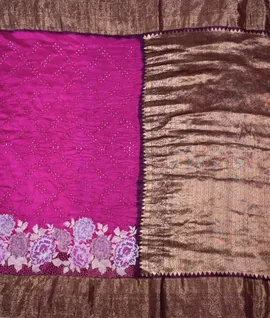 Bandhej Dye With Cut Work Borders Kanjivaram Silk Saree2