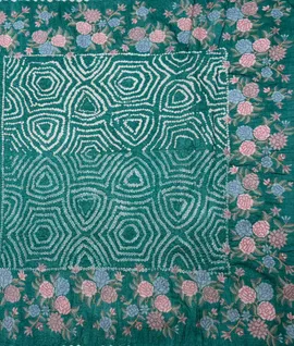 Desi Tusser Saree With Bandhej Dye Embroidery Borders2