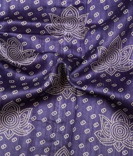 Handloom Handspun Printed Tussar Saree With Jacquard Borders Purple3