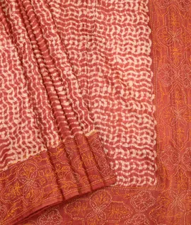 Desi tussar saree with kantha Embroidery1