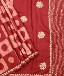 Desi Tusser Saree With Shibori Prints, Hand Embroidery1