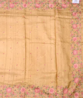 Pure Handloom Tussar Silk Saree With Embroidery Yellow2