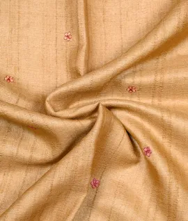 Pure Handloom Tussar Silk Saree With Embroidery Yellow3