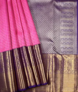 Kanchivaram  Silk Saree Pink With Purple1