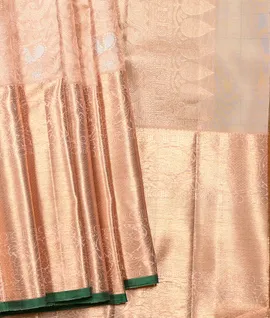 Kanchivaram Silk Saree Sandal With Bottle Green Blouse1